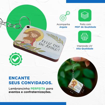Imagem de Celebração em Massa: Kit 100 Chaveiros MDF Dia do Amigo com Mensagens e Desenhos