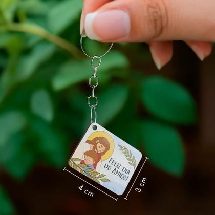 Imagem de Celebração em Massa: Kit 100 Chaveiros MDF Dia do Amigo com Mensagens e Desenhos