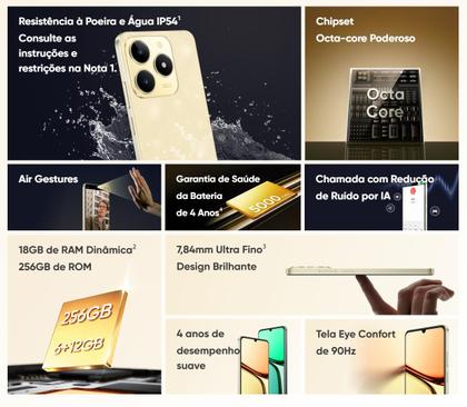 Imagem de Celular C61 NFC câmera dupla 50MP 256GB  128GB 12GB Ramboost Tela 6.74 Global Dual Sim Smartphone resistente lançamento 2025