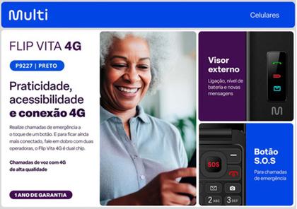 Imagem de Celular Flip Vita 4g Multilaser Botão Sos P9227