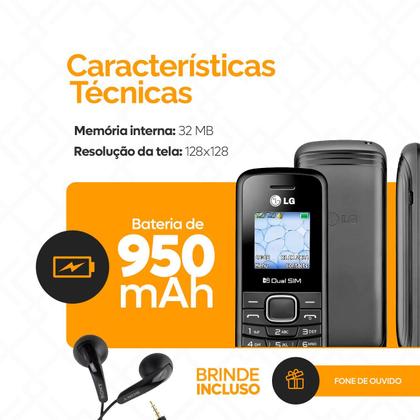 Imagem de Celular LG Antigo Simples Idosos Rádio Fm Rural 3g Dual Chip