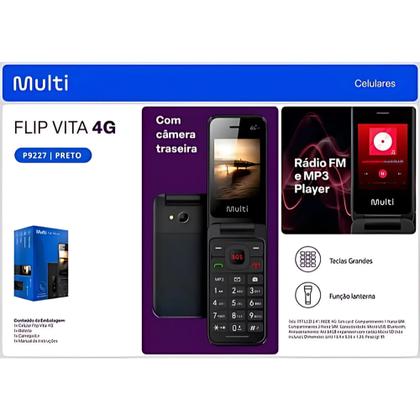 Imagem de Celular Multi Flip 4G para Idosos Fácil de Usar e com Som Alto