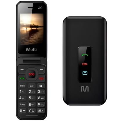 Imagem de Celular Multi Flip Vita 4G Fácil para Idosos Teclas Grandes Segurança Botão SOS Lanterna Rádio