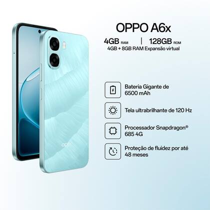 Celular OPPO A6X Azul, 128GB, 4GB RAM e Câmera Traseira de 13MP