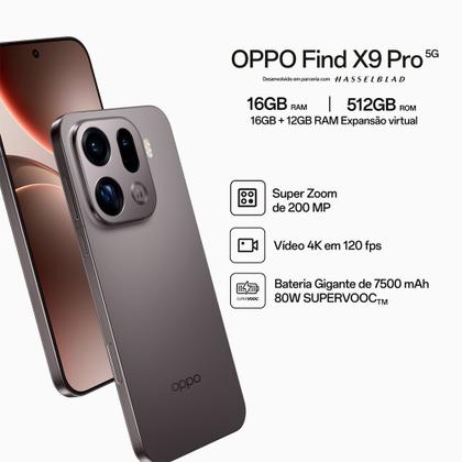 Celular OPPO Find X9 Pro Grafite, 512GB, 16GB RAM e Câmera