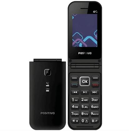 Imagem de Celular Positivo Dual 4G Flip P51 Idoso Botão S.O.S Preto