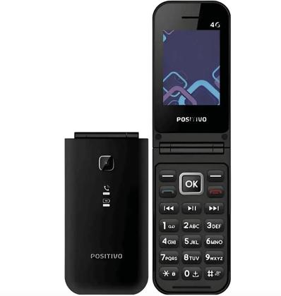 Imagem de Celular Positivo Dual 4G Flip P51 Idoso Botão S.O.S Preto