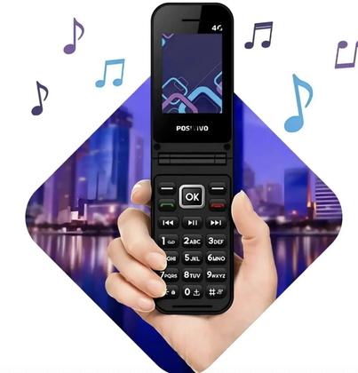 Imagem de Celular Positivo Dual 4G Flip P51 Idoso Botão S.O.S Preto