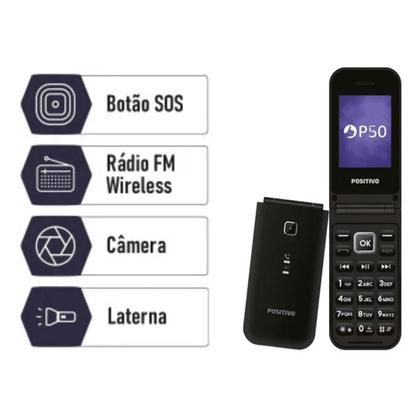 Imagem de Celular Positivo P50 Flip Dual Chip 4G Emergência Imediata