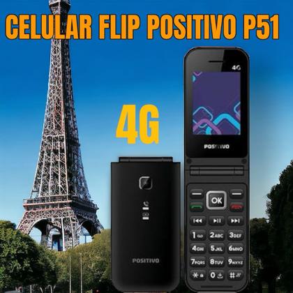 Imagem de Celular Positivo P51 4g Para Idosos Abre E Fecha Flip