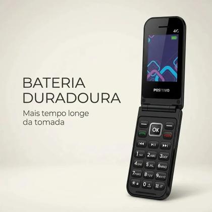 Imagem de Celular Positivo P51 Flip 4G Dual Chip, Câmera Traseira, Tela 2.4, Rádio FM e Botão SOS Telefone Simples para Idoso