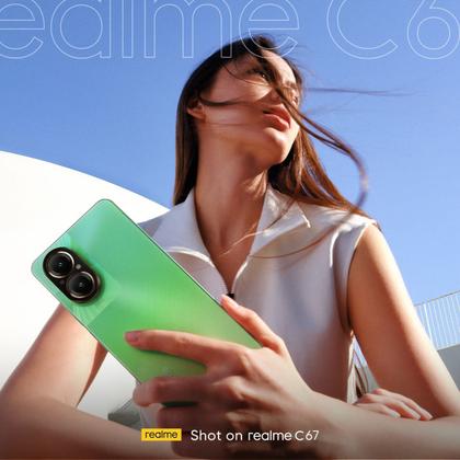 Imagem de Celular Realme C67 NFC câmera 108MPX 256GB + 16GB Ram Premium Design Tela 6.74" Resistente a água e impacto IPX54 Global Dual Sim lançamento 2024