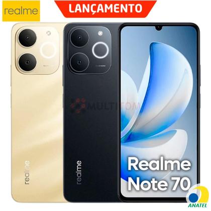 Celular Realme Note 70 4G, Bateria 6300 mAh, Tela LCD 6.74, Câmera