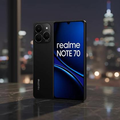 Celular Realme Note 70 Preto Processador Octa Core 256GB - Realme