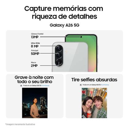 Imagem de Celular Samsung Galaxy A26 5G 256GB, 8GB RAM, Câmera de 50MP, IP67, Tela Super AMOLED 6.7", NFC