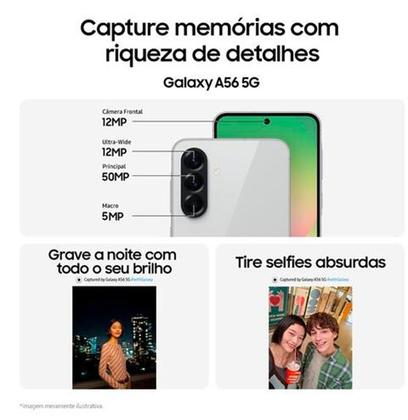 Imagem de CELULAR SAMSUNG GALAXY A56 5G SMA566E DUAL SIM DE 256GB 8GB RAM DE 6.7 50 plus 12 plus 5MP 12MP AWESOME LIGHTGRAY