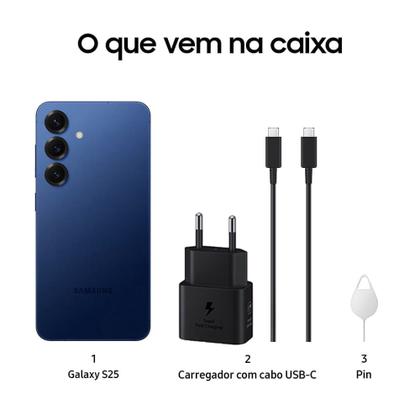 Celular Samsung Galaxy S25 5G, 128GB, 12GB RAM, Câmera Tripla de