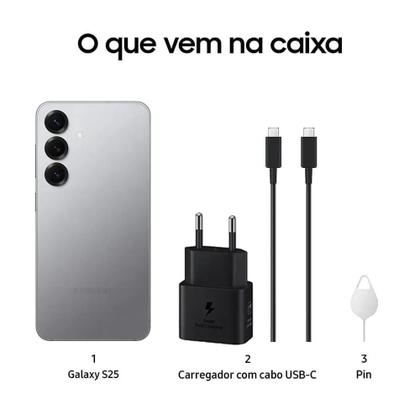 Imagem de Celular Samsung Galaxy S25 5G, 256GB, 12GB RAM, Câmera Tripla de 50+12+10, Tela Grande de 6.2"