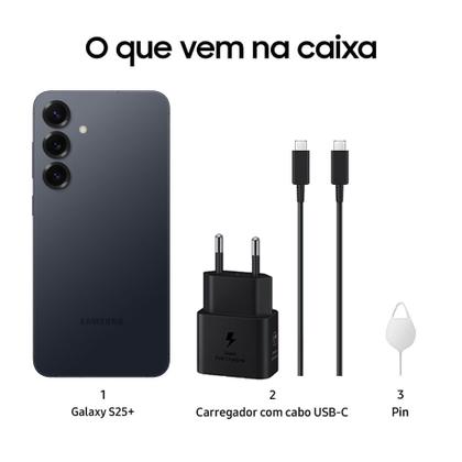 Imagem de Celular Samsung Galaxy S25+ 5G, 256GB, 12GB RAM, Câmera Tripla de 50+12+10, Tela Grande de 6.7"