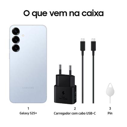 Celular Samsung Galaxy S25+ 5G Azul, 512GB, 12GB RAM e Câmera