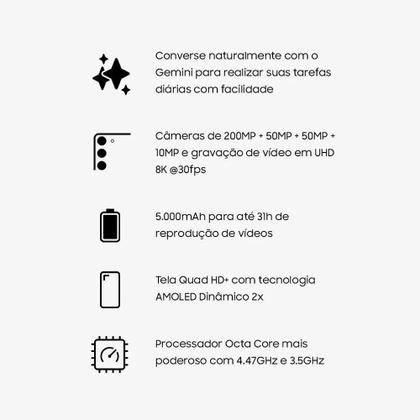 Imagem de Celular Samsung Galaxy S25 Ultra 5G, 256GB, 12GB RAM, Câmera Quádrupla de 200+50+10+50, Tela Grande de 6.9"