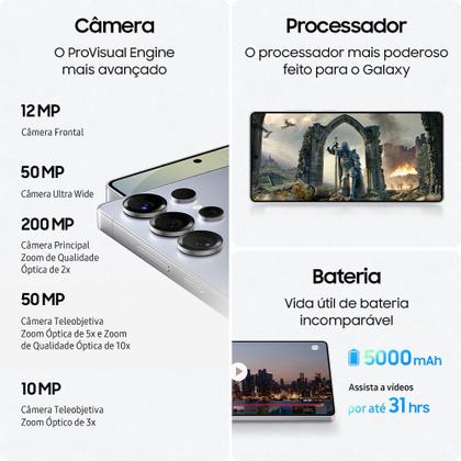 Imagem de Celular Samsung Galaxy S25 Ultra 5G, 512GB, 12GB RAM, Câmera Quádrupla de 200+50+10+50, Tela Grande de 6.9"