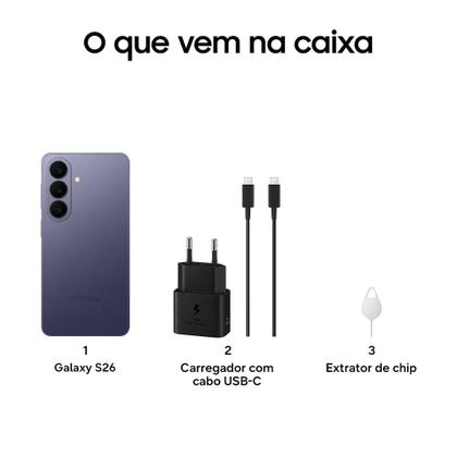 Imagem de Celular Samsung Galaxy S26 5G, 512GB, 12GB RAM, Galaxy AI, Câmera Tripla de 50+12+10, Tela de 6.3"
