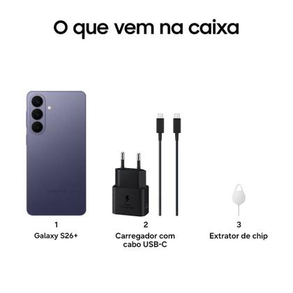 Imagem de Celular Samsung Galaxy S26+ 5G, 512GB, 12GB RAM, Galaxy AI, Câmera Tripla de 50+12+10, Tela de 6.7"