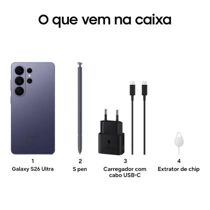 Imagem de Celular Samsung Galaxy S26 Ultra 5G, 512GB, 12GB RAM, Câmera Quádrupla, Tela Grande de 6.9"