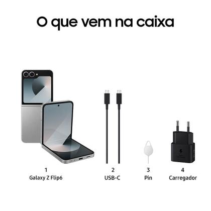Celular Samsung Galaxy Z Flip6 5G, 512GB, 12GB RAM, Tela 6.7