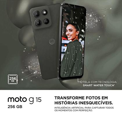 Imagem de Celular Smartphone Motorola Moto G15 4G 256gb 4Gb RAM e 8Gb RAM Boost XT2521 Cam 50mpx 5200Mah Tela FHD 6.7 NFC Grafite
