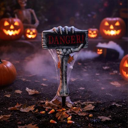 Imagem de Cemitério de Halloween Lapide Tumulo Decorativo de Plástico com Estaca pra Gramado Quintal e Jardim