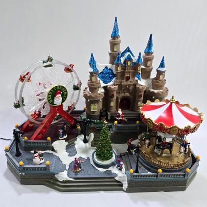 Imagem de Cenário de natal castelo com movimentos - musical - iluminação - bivolt 