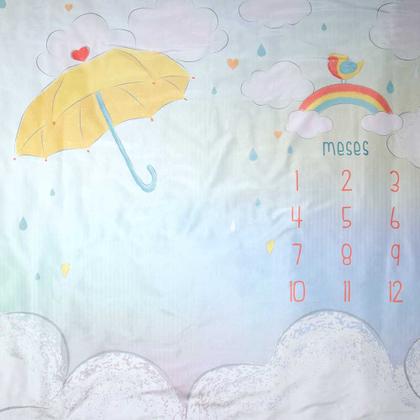 Imagem de Cenário Tapete Mesversário Chuva de amor (lençol) Para Bebê - Alce