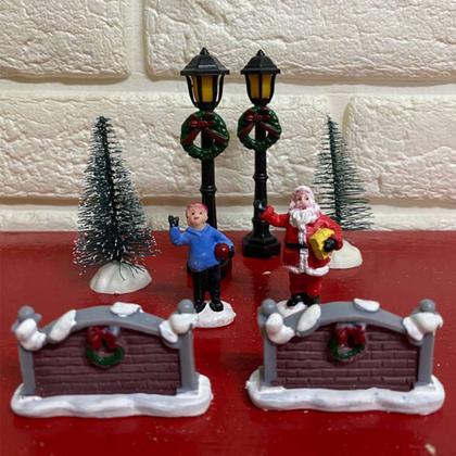 Imagem de Cenario Vila Natalino Natal Papai Noel Arovre Pinheiro Decoraçao Vitrine Loja Mesa Estante Recepçao Fim de Ano