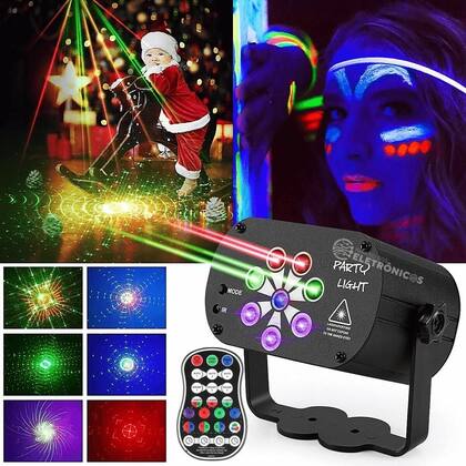 Imagem de Central Mini Laser Recarregável Discoteca Cores LED RGB 6mw Para Festa Party Light - 1948810