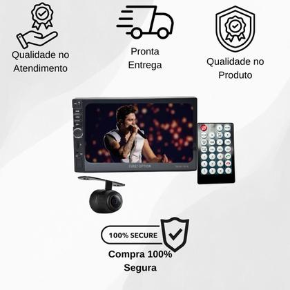Imagem de Central Multimidia 1 Din 7 Polegadas + Câmera de Ré Onix 2012 2013 2014 2015 2016 2017 2018 2019 2020