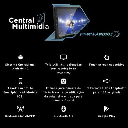 Imagem de Central Multimídia 10 Polegadas Universal Com Comandos De Volante Plug And Play Faaftech
