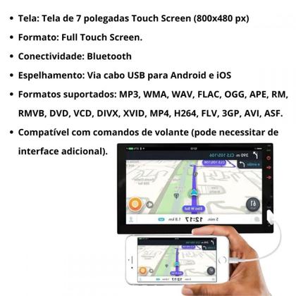 Imagem de Central Multimídia 2 Din Mp5 Fiat Linea Câmera Moldura Tela BP
