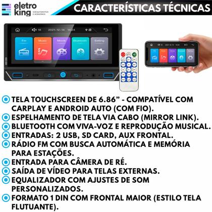 Imagem de Central Multimídia 6.86 1din Espelhamento Roadstar Rs686br