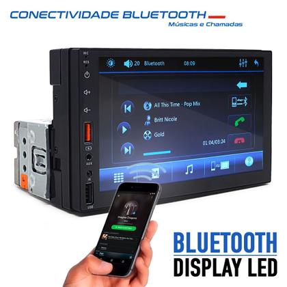 Imagem de Central Multimídia 7 Polegadas 1 Din Spin 2011 2012 2013 2014 Bluetooth USB Tela Touch Espelhamento