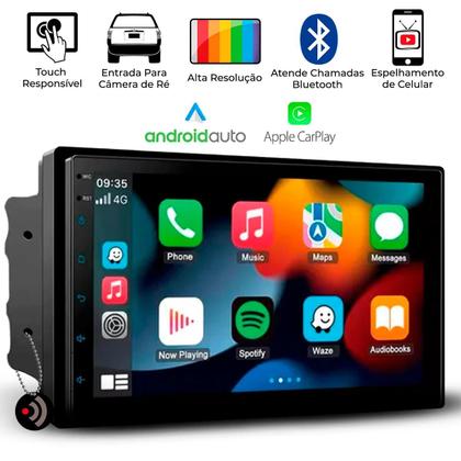 Imagem de Central Multimídia 7 Polegadas MP5/BT CarPlay Android Auto + Moldura 7 Polegadas Fiat Mobi - Expex