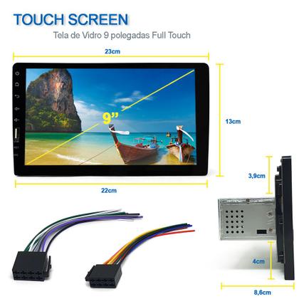 Imagem de Central Multimídia 9 Polegadas 1 Din Meriva 2002 2003 2004 2005 2006 2007 Bluetooth USB Tela Touch Espelhamento