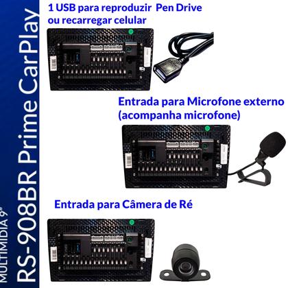 Imagem de Central Multimídia 9 Polegadas Touch BT Carplay AndroidAuto GM Onix 2012 até 2019 Joy até 2021