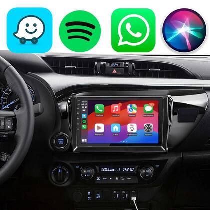 Imagem de Central Multimídia Android 9 Hilux 2016 a 2022 com CarPlay, Android Auto, GPS Integrado e Câmera de Ré