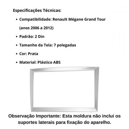 Imagem de Central Multimidia Android Auto Mégane Grand Tour Moldura + Câm Prata