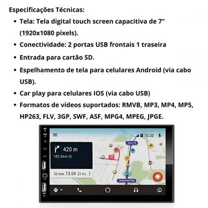 Imagem de Central Multimídia Carplay Android Siena G3 Moldura + Câmera Cinza