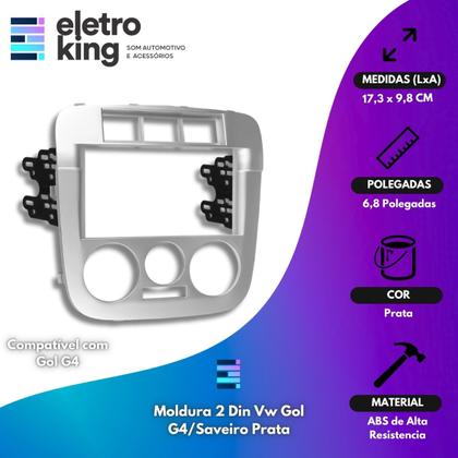 Imagem de Central Multimídia Espelhamento P/ Gol G4 e Moldura Prata