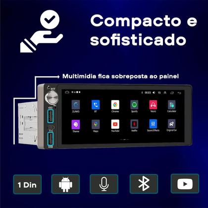 Imagem de Central Multimídia Fiat Uno Fiorino 2011-2019 1 Din Android-Auto Carplay