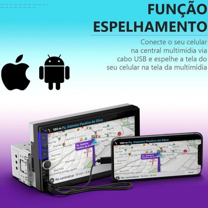 Imagem de Central Multimídia Mp5 1Din 2Din Espelhamento iOS Android BT Câmera de Ré